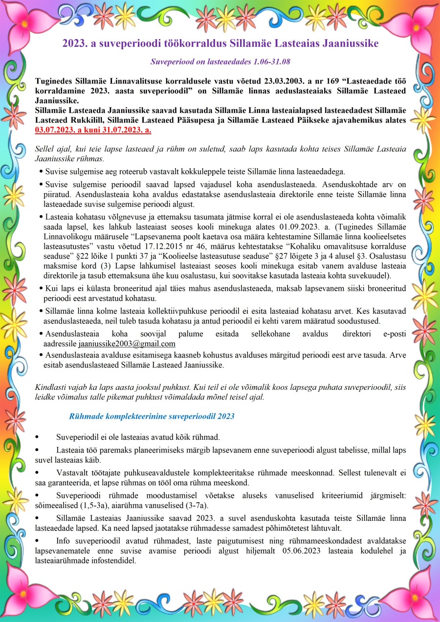 Suvi 2023. Info 28.03.2023