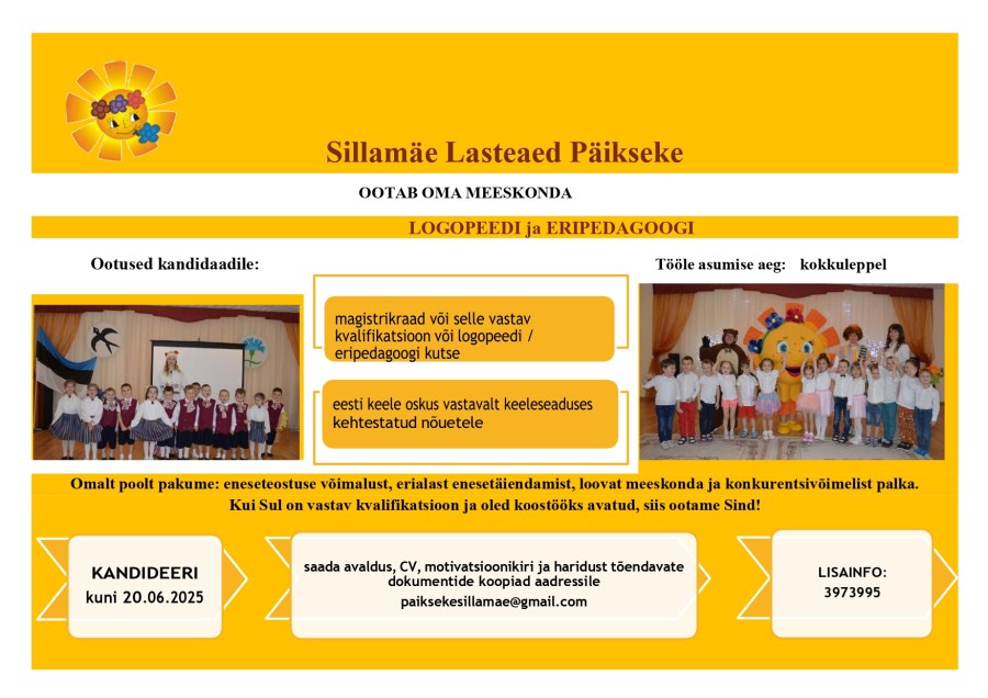 Lasteaed ootab oma meeskonda logopeedi ja eripedagoogi