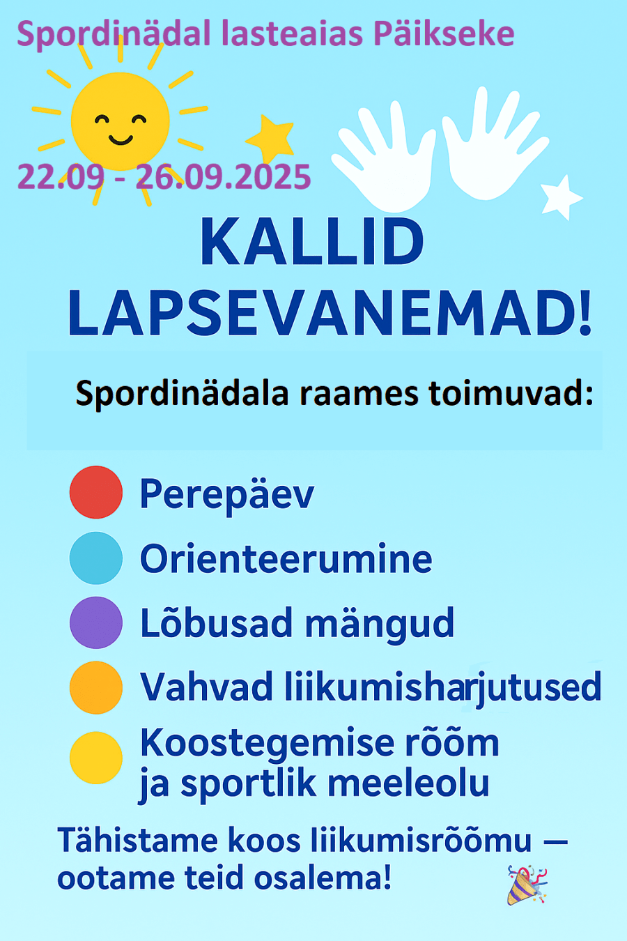 Spordinädal 22.09.-26.09.2025